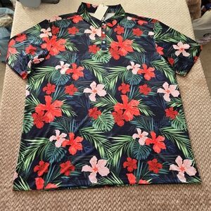 Yatta Golf Polo Shirt 4XL Tropical Floral Performance Stretch Mens NWT